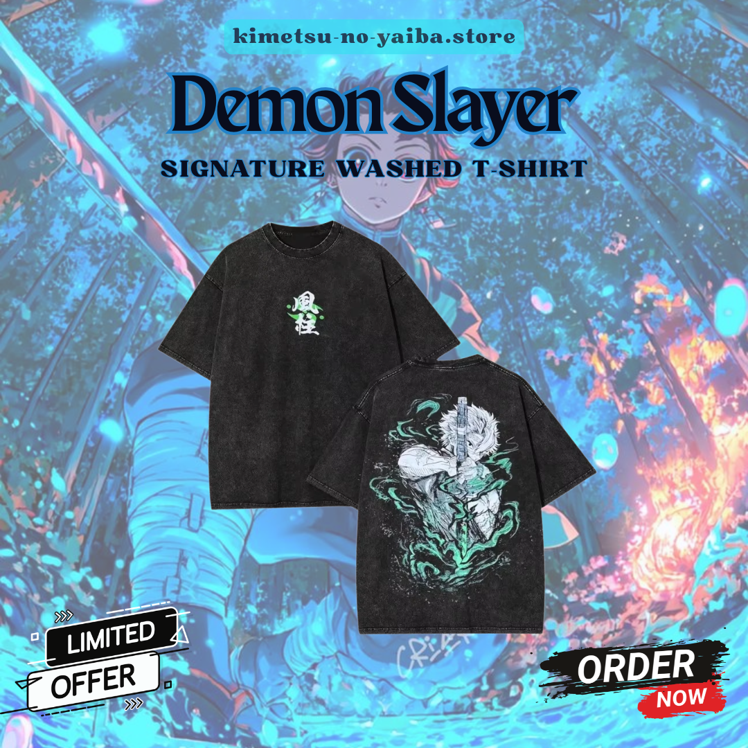 Harajuku Y2K PTTT2705 Washed  Demon Slayer T-Shirts